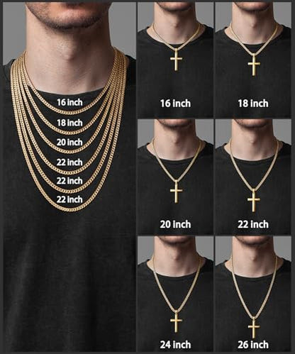 925 Sterling Silver or 18k Plated Gold Cross Necklace for Men Women - color: Gold Cross Pendant- Big