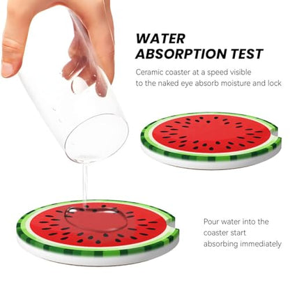 Watermelon 2 Pack Car Cup Holder Coasters Ceramic Drink Coasters - color: Purple