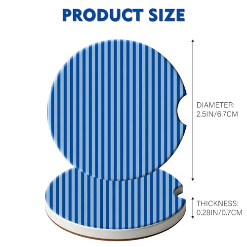 2 Pack Car Coasters for Cup Holders, Cute Car Accessories Interior (Blue Stripes) - color: Blue Stripes