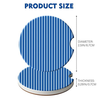 2 Pack Car Coasters for Cup Holders, Cute Car Accessories Interior (Blue Stripes) - color: Blue Stripes