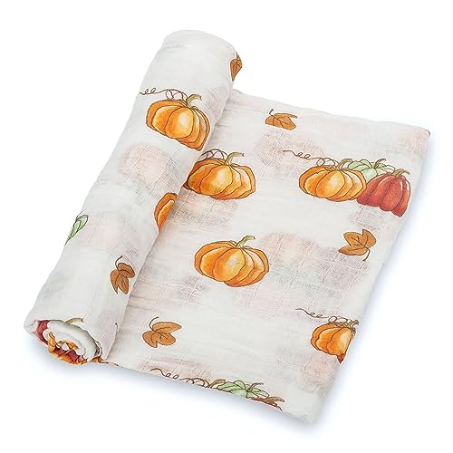 LollyBanks Muslin Swaddle Blanket, 47 x 47 in, Newborn Receiving Blanket - color: Pumpkin'pie
