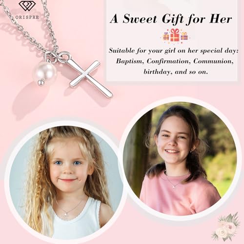 Pearl Cross Necklace for Girls- Gifts for Girls Jewelry