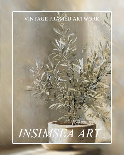 InSimSea Framed Canvas Wall Art, Mediterranean Olive Tree Art, 10x8 Inch - color: Olive in Vase
