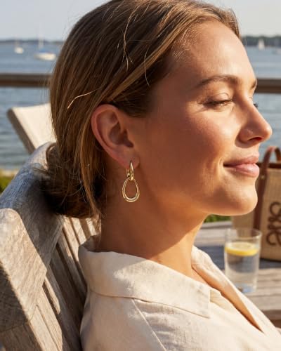 MUMREUES 14K Gold Earrings for Women Trendy Double Hoop Dangle Earrings - color: Sage & Gold