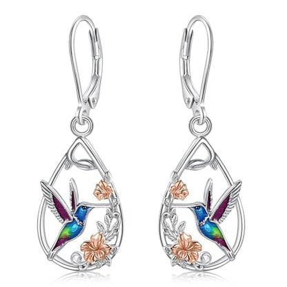 Vito Moonstone Turquoise Drop Earrings for Women, 925 Sterling Silver Hooks - style: Hummingbird