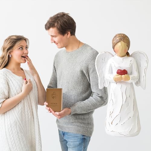 Guardian Angel Statue, Resin Healing Angel Figurines for Women - color: Heart