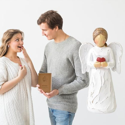 Guardian Angel Statue, Resin Healing Angel Figurines for Women - color: Heart