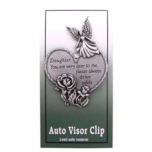 Daughter Drive Safely Visor Clip, Heart and Angel Design,1-7/8 Inches