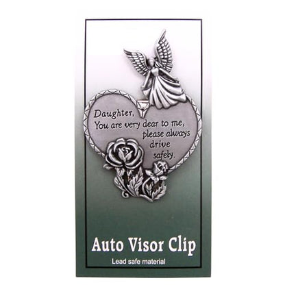 Daughter Drive Safely Visor Clip, Heart and Angel Design,1-7/8 Inches