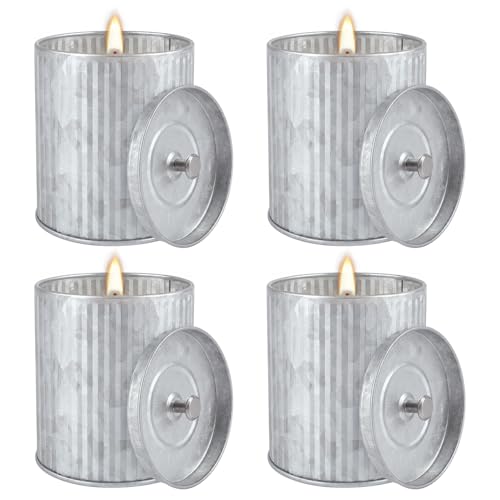 4Pack Citronella Candles Outdoor Indoor, 4oz Silver Canned Candle - color: 4Pack1 Silver-white