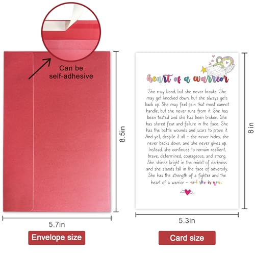 Heartfelt Encouragement Card for Her, Affirmation Card, Thinking of You Card, Support Card, Positive Card, Never Give Up Card, Get Well Soon Card, Heart of a Warrior Card - color: #98