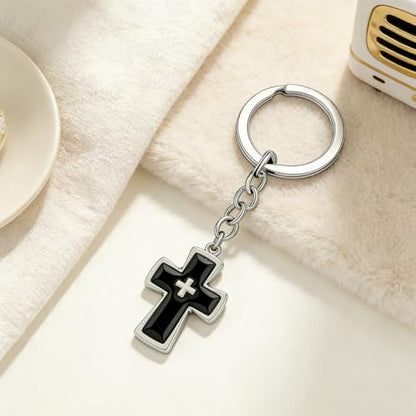 Cross Keychain Bag Charm for Women Christian Religious Gifts Easter Jesus Keychain for Women Purse Handbag Car Keys - color: Silver E