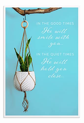 DaySpring - Encouragement - God is with You - 4 House Plant Designs Assortment with Scripture - 12 Encouragement Boxed Cards & Envelopes (U0064)
