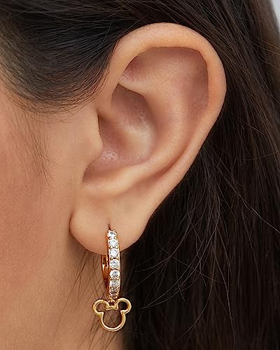 Disney Mickey Mouse Hoop Earrings for Women Official License, Gold