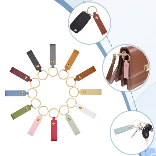 120 PCS PU Leather Keychain Blanks Bulk with Key Rings, Leather Key Fob Kit - color: 100 pcs