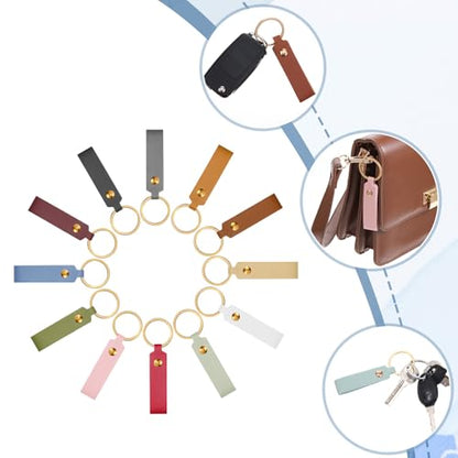 120 PCS PU Leather Keychain Blanks Bulk with Key Rings, Leather Key Fob Kit - color: 100 pcs