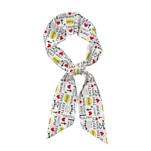 Christian Jesus Cross Scarf For Women, Multi‑purpose Ribbon, Neck Hair Handbag Accessory Versatile Bandana - color: Christian Jesus Cross 8