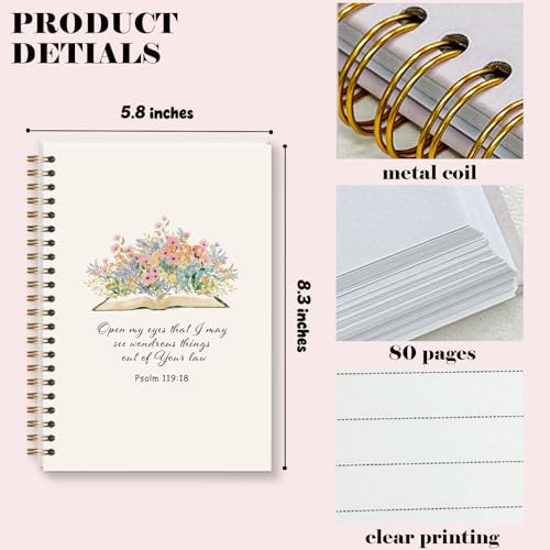 Bible Prayer Journal for Women, Floral Spiral Christian Gifts for Teen Girls, Aesthetic Hardcover Spiral Notebook for Bible Note Taking Supplies - A16 - style: Christian Floral Book