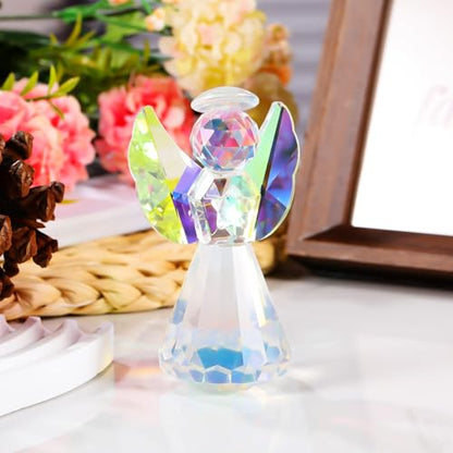 YWHL Iridescent Crystal Guardian Angel Figurine Angel Gifts for Women - color: Colorful