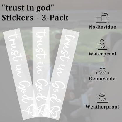 3Pcs Trust In God Mirror Stickers, Jesus Christian Decals for Car (White) - color: White Trust in God