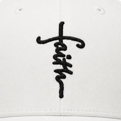 Christian Faith Cross Hats, Embroidered Baseball Caps for Men & Women - color: White