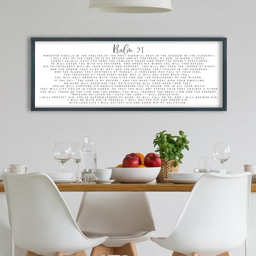 FZMHASLWW Psalm 91 Wall Art 32"×12" Black - color: Psalm 91 (Black), size: 32"L x 12"W