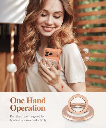 GVIEWIN Magnetic Phone Ring Holder, Compatible with MagSafe Phone Grip - color: Clear/Brown