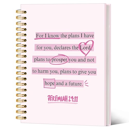 Pink Christian Notebook Journal, Bible Verse Scripture Journal for Women, Christian Gifts for Women, Girly Pink Office Supplies, Jeremiah 29:11 Religious Spiral Notebook 5.5x8.3 Inch - color: Jeremiah 29:11-Pink