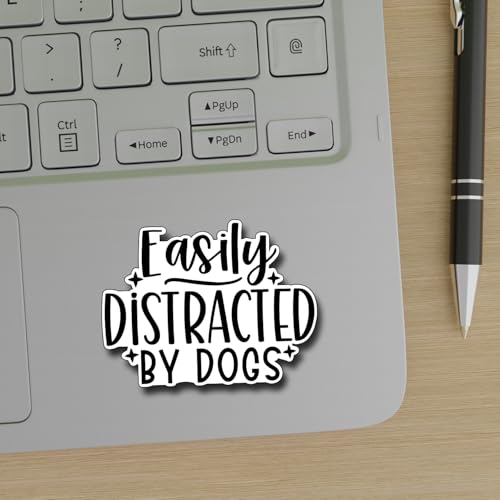 (3Pcs) Easily Distracted by Dogs Sticker Funny Motivational Sayings Decals Decorate Books Laptop Phone Water Bottles Kindles Tumbler Waterproof Vinyl Stickers 3 x 2,3" Inch - color: Easily Distracted By Dogs