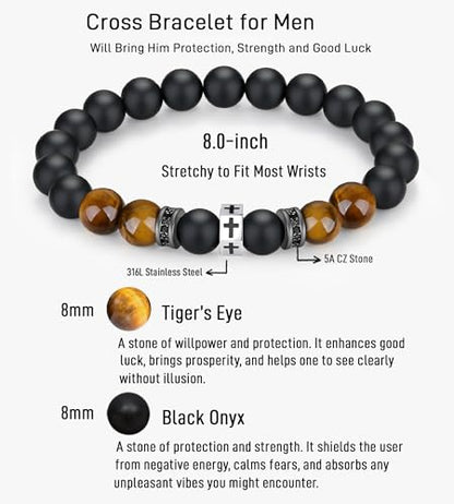 TONY & SANDY Christian Gift for Him Kids Teen Boys Adults Men Cross Bracelet Son Grandson Birthday Graduation Easter Religious Gifts for Men Christmas - style: You are awsome ( 8 Inches )