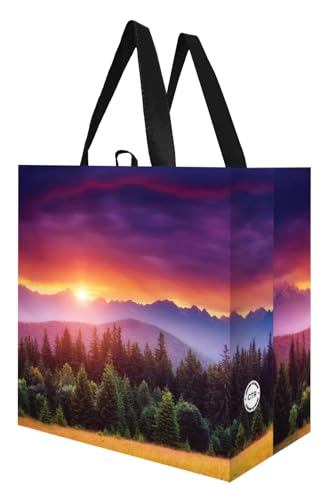 Earthwise Reusable Grocery Bags – Foldable & Water‑Resistant Shopping Bags, Gift Totes, Durable Multi‑Use Eco Bags (5 Pack) - color: Sunset