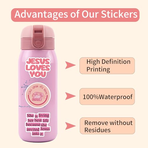 Pink Bible Verse Stickers Jesus Faith Decals for Christian Teen Adult 55PCS - color: Bible