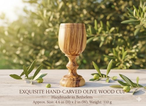 Zuluf Wood Communion Cup Set, 2 Cups, Brown, Hand Wash Only, Religious Ceremony, 4.6 Inch Medium Size