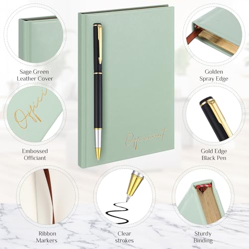 Engrowtic Wedding Officiant Book with Pen 5.25x8.25,Light Green,Classic - color: Light Green, style: Classic