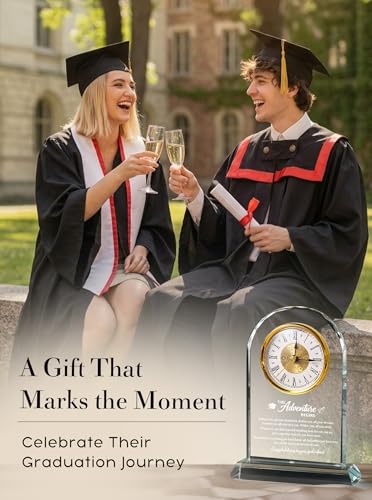 Graduation Gifts 2026 for Women Men - The Adventure Begins Glass Clock - color: Graduate Gift
