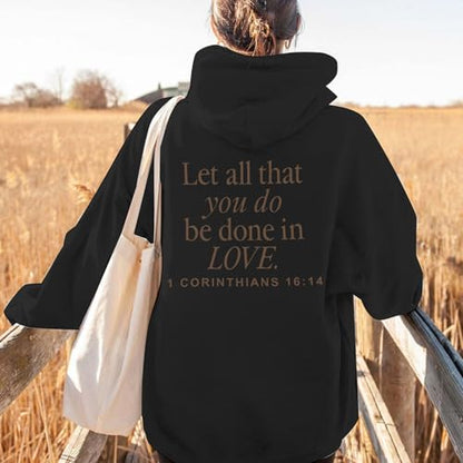 Christian Hoodies Women Jesus Hoodie Embroidered Faith Cross Sweatshirt - color: Black, size: Large