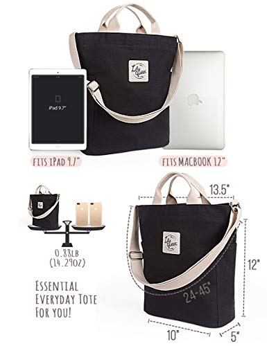 Lily queen Women Canvas Tote Handbags Casual Shoulder Work Bag Crossbody - color: Black