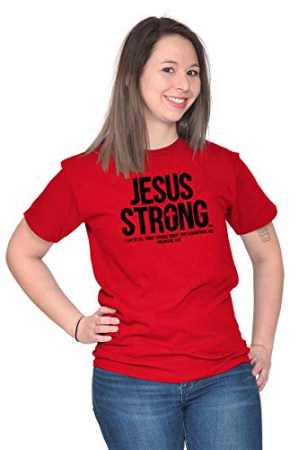 Jesus Strong Philippians 4:13 Bible Graphic T Shirt Men or Women - color: Red, size: Small
