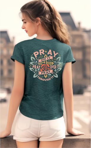 Christian Jesus Faith T Shirts for Women - color: Dark Green1, size: X-Large