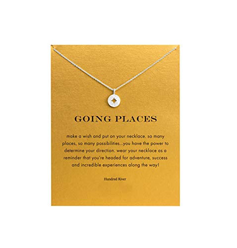 Baydurcan Silvery Necklace for Women Pendant Chain Friendship Necklace Gift - style: compass s