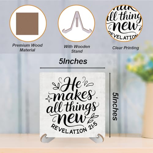 Inspirational Christian Desk Decor Wood Sign, Religious Gifts, Bible Scripture Desk Decorations Faith Based Gifts for Women Friend Teacher Office Work Bedroom Home Decor Wooden Plaque With Stand - color: All Things 746