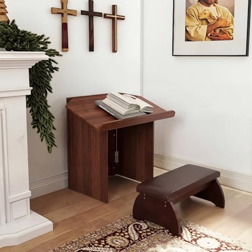 Dunzy Prayer Kneeler Bench, Wooden Kneelers for Praying
