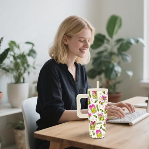 Pickle Gifts Tumbler 24oz Pickle Tumbler with Handle & Straw, Leak-proof - color: Pickle1