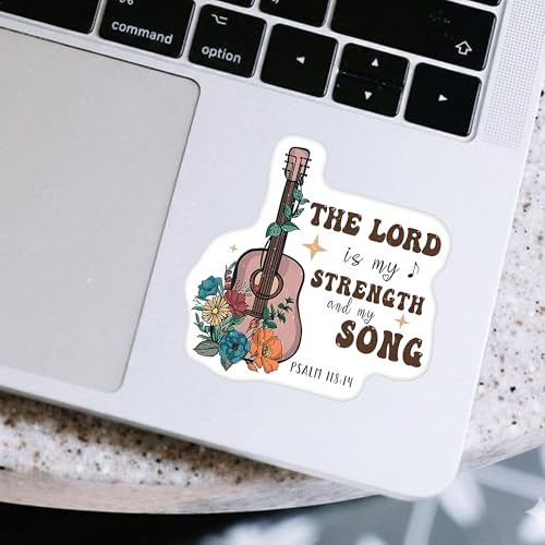 Pack 6 Psalms 118 14 The Lord is My Strength and Song Waterproof Vinyl Bible Verse Decals, 3 Inch Removable Matte for Laptop, Water Bottle, Journal & Planner