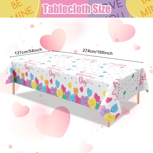 3 Pcs Valentines Day Tablecloth, Disposable Conversation Hearts Table Cover - color: Valentines(2)