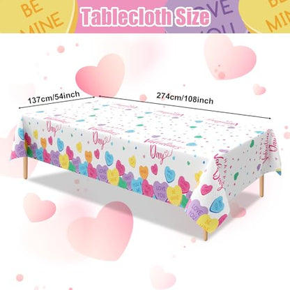3 Pcs Valentines Day Tablecloth, Disposable Conversation Hearts Table Cover - color: Valentines(2)