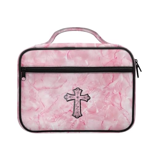 Bible Cover Church Carrying Book Case Polyester Bible Protective with Pen Slots and Zippered Pocket Customizable - color: Metal Cross