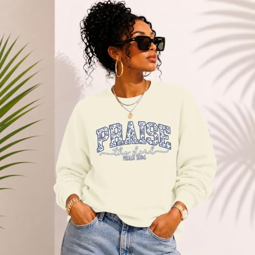 Womens Christian Jesus Sweatshirts Praise the Lord Bible Verse Hoodie Faith Religous God Graphic Long Sleeve Shirts - color: Apricot, size: Small