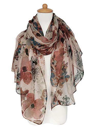 GERINLY Lightweight Scarves Fashion Print Cotton Feel Scarf for Women Shawl - color: A-brown