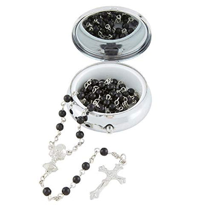Needzo Boys Black Bread of Life First Communion Rosary with Case Gift Set, 18 Inch